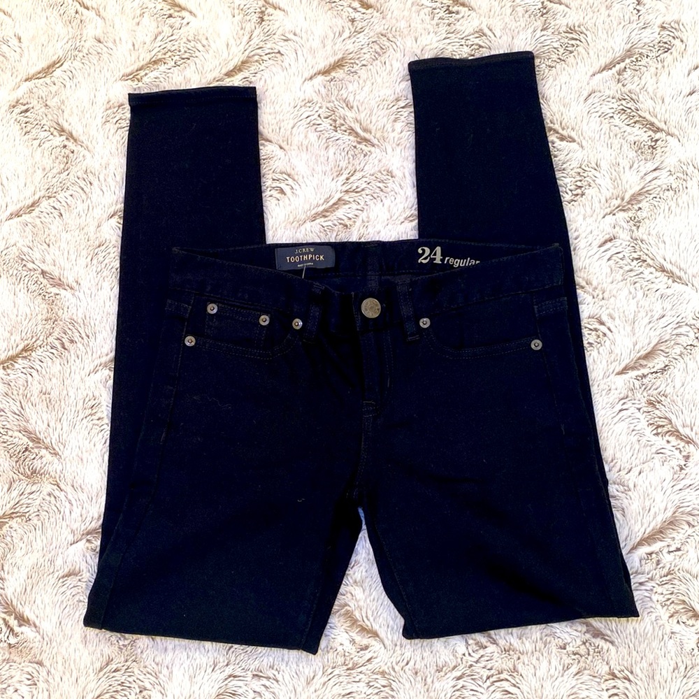 J Crew Black Toothpick Ankle Jeans. 7” rise.  27” inseam